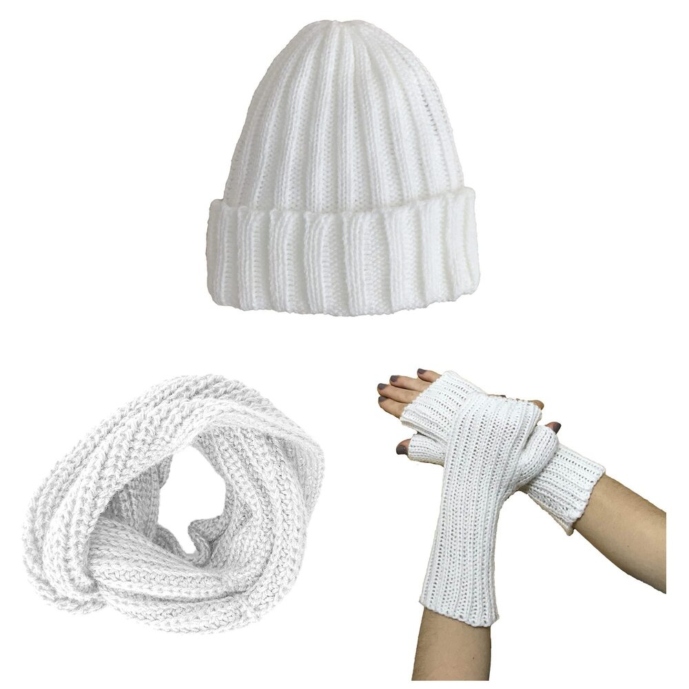 2276 Peru - Alpaca Wool Knit - Beanie Hat Skull Cap + Infinity Cowl Scarf +
